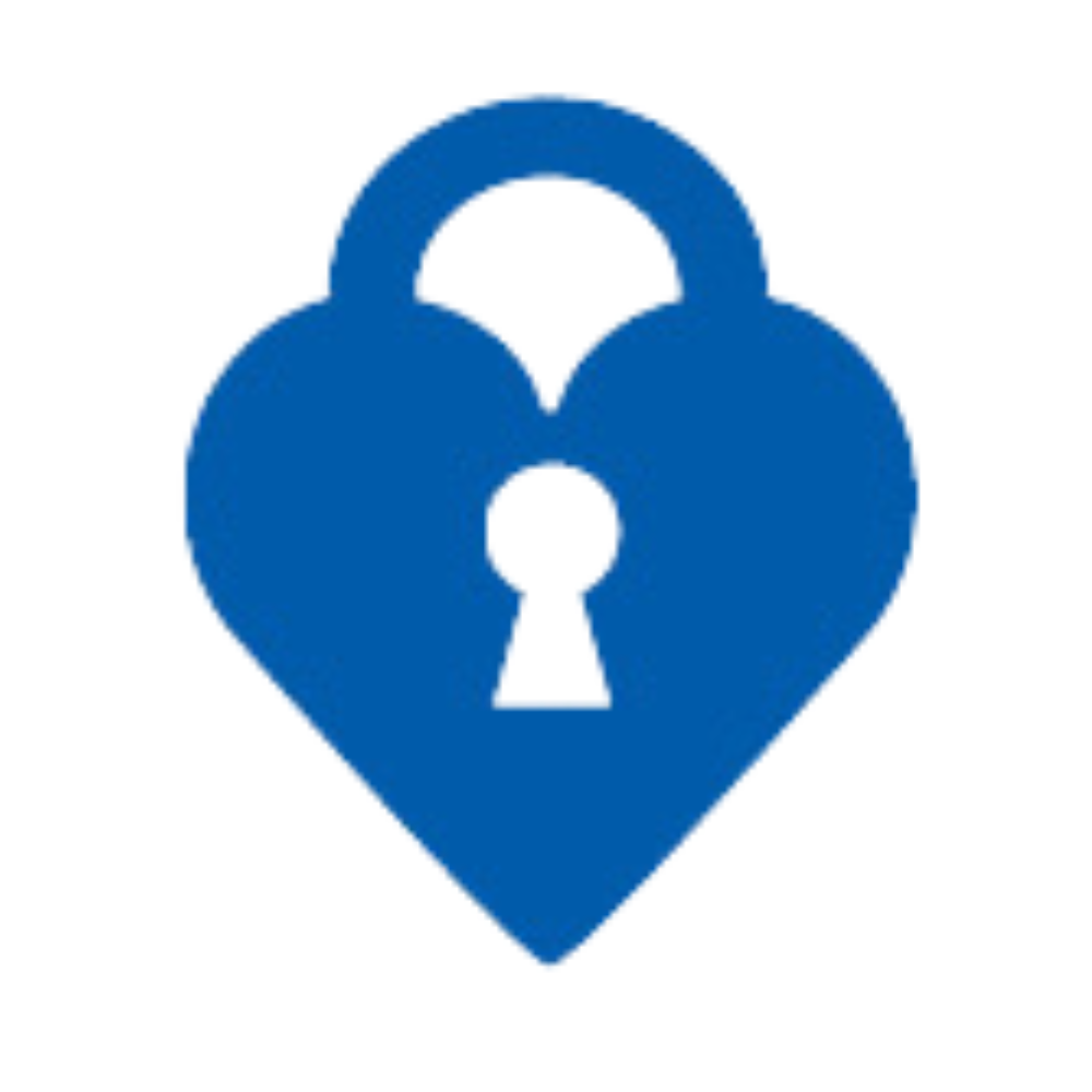 Blue heart lock icon